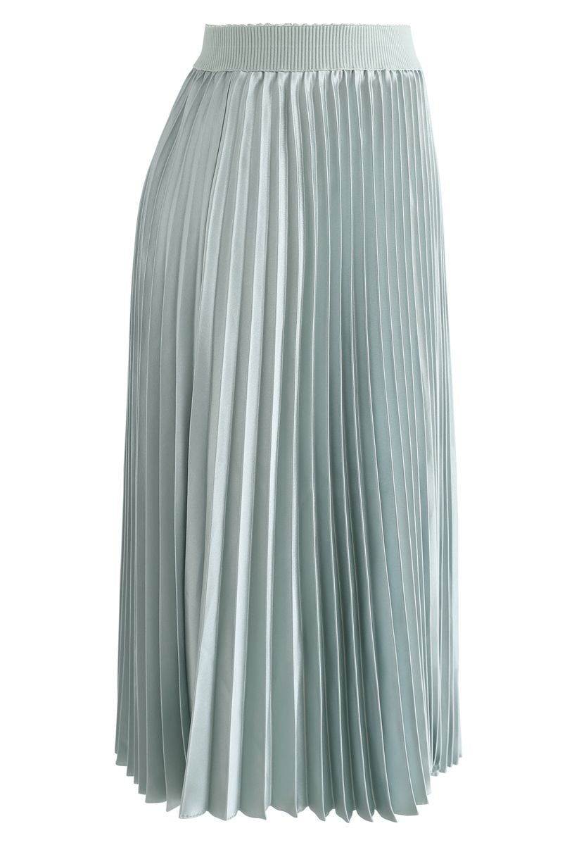 Glam Slam Pleated Midi Skirt in Mint