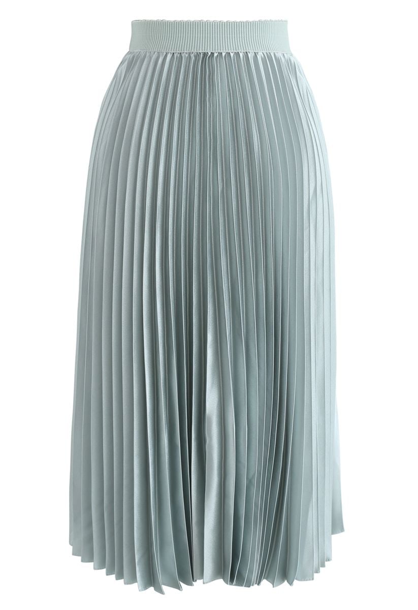 Glam Slam Pleated Midi Skirt in Mint