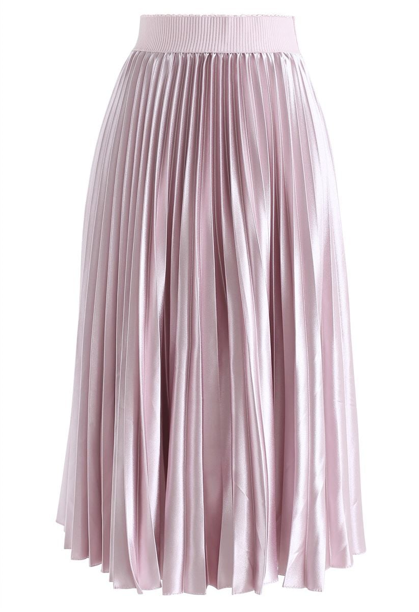 Glam Slam Pleated Midi Skirt in Pink