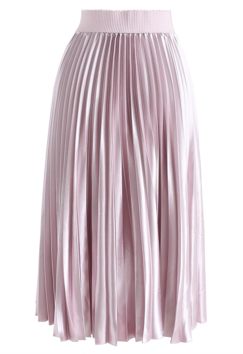 Glam Slam Pleated Midi Skirt in Pink