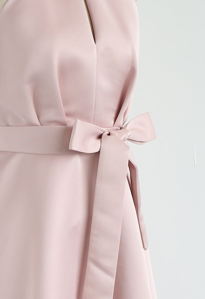 Lady in Pink Halter Neck Midi Dress