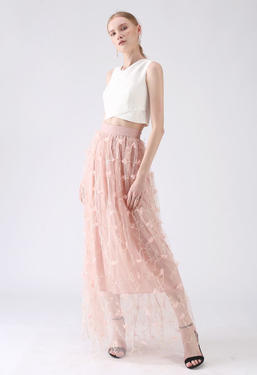 Florescent Dreams Mesh Skirt in Pink