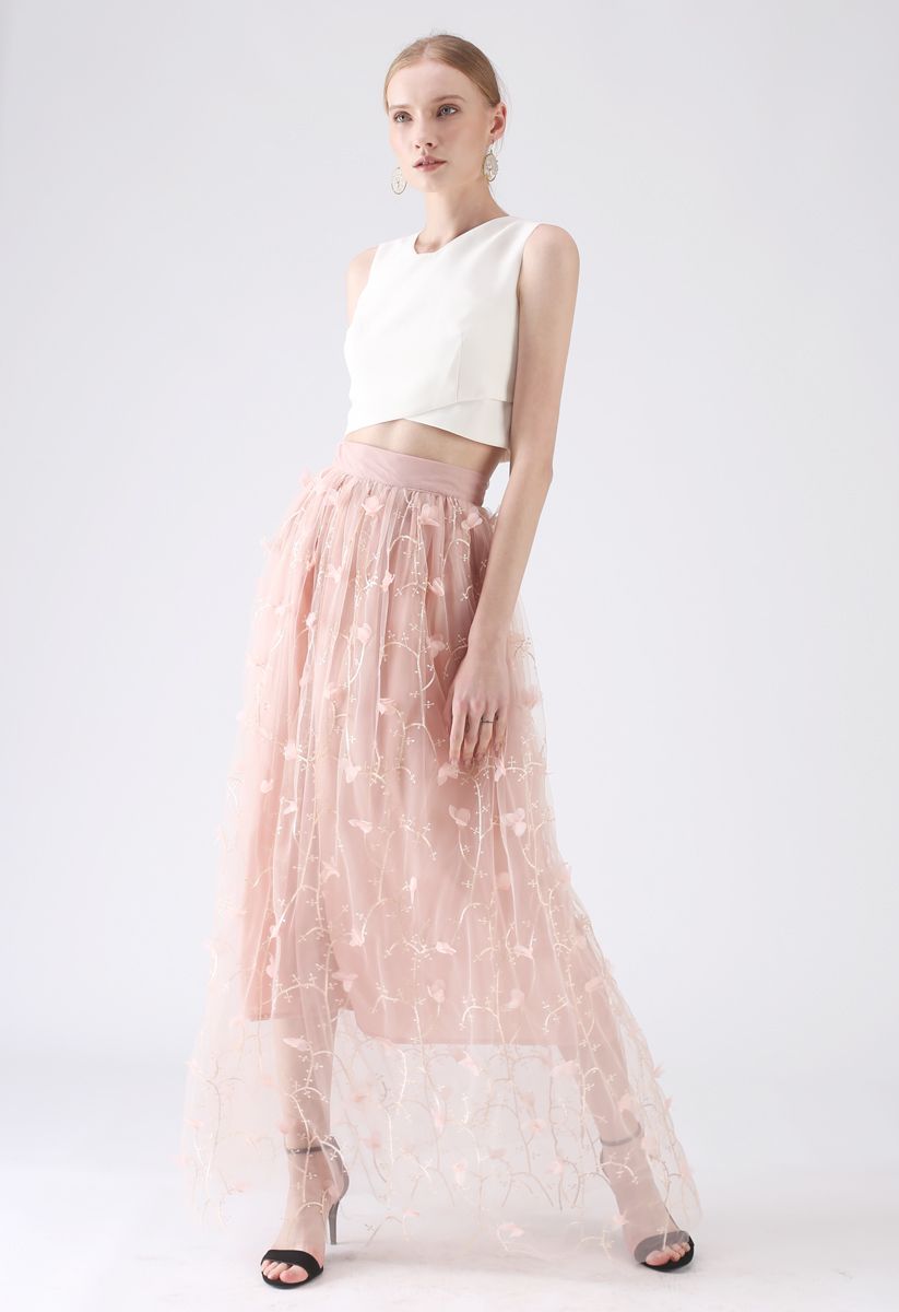 Florescent Dreams Mesh Skirt in Pink