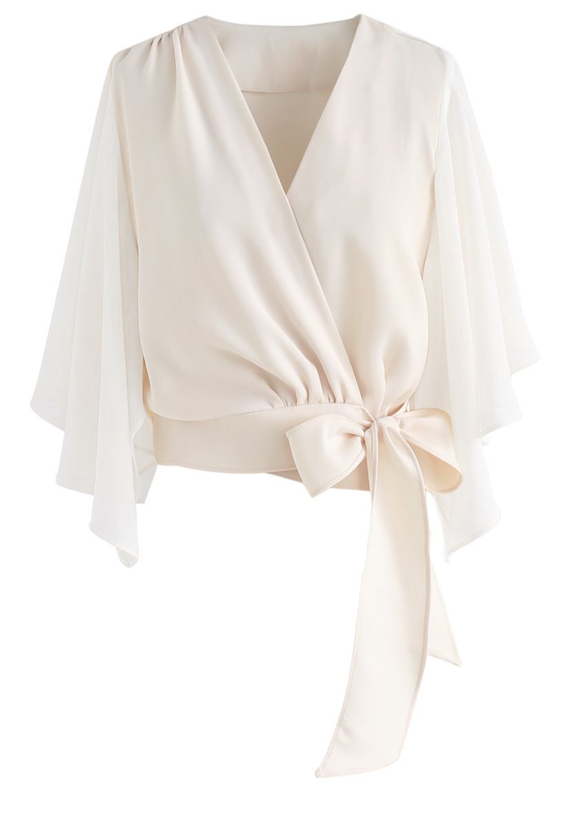 Chic Natural Cropped Cape Top in Cream