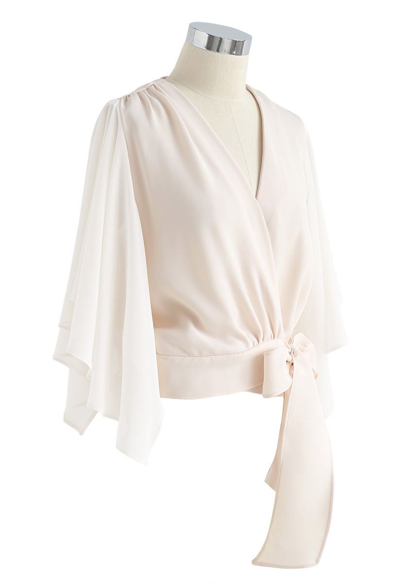 Chic Natural Cropped Cape Top in Cream