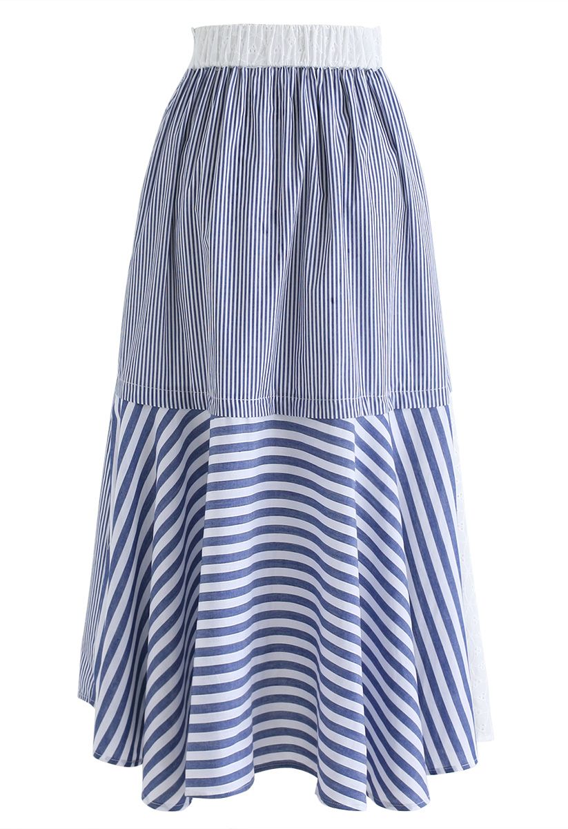 Stripe Vacay A-Line Midi Skirt