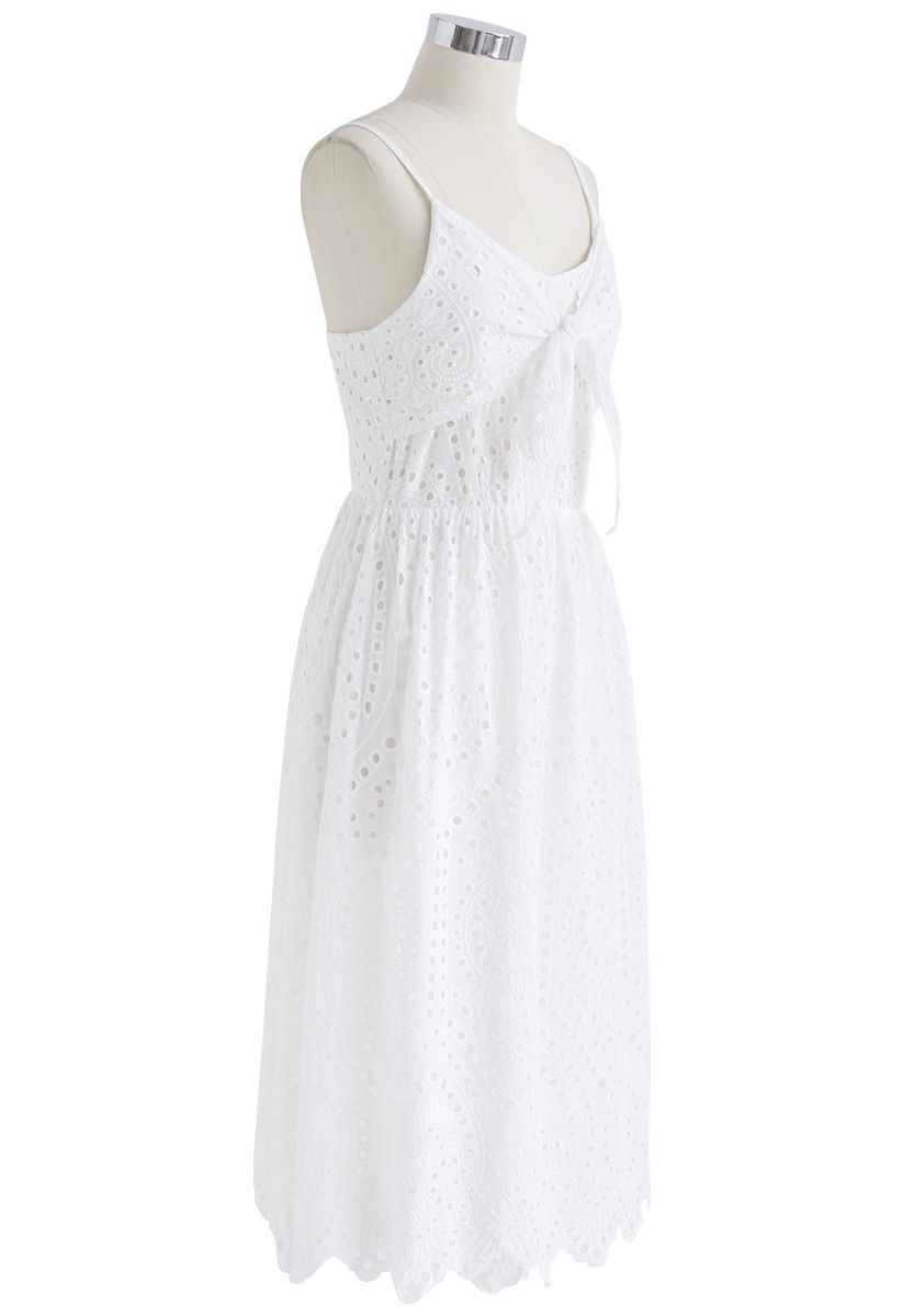 Party Playlist Eyelet Cami Dress in White