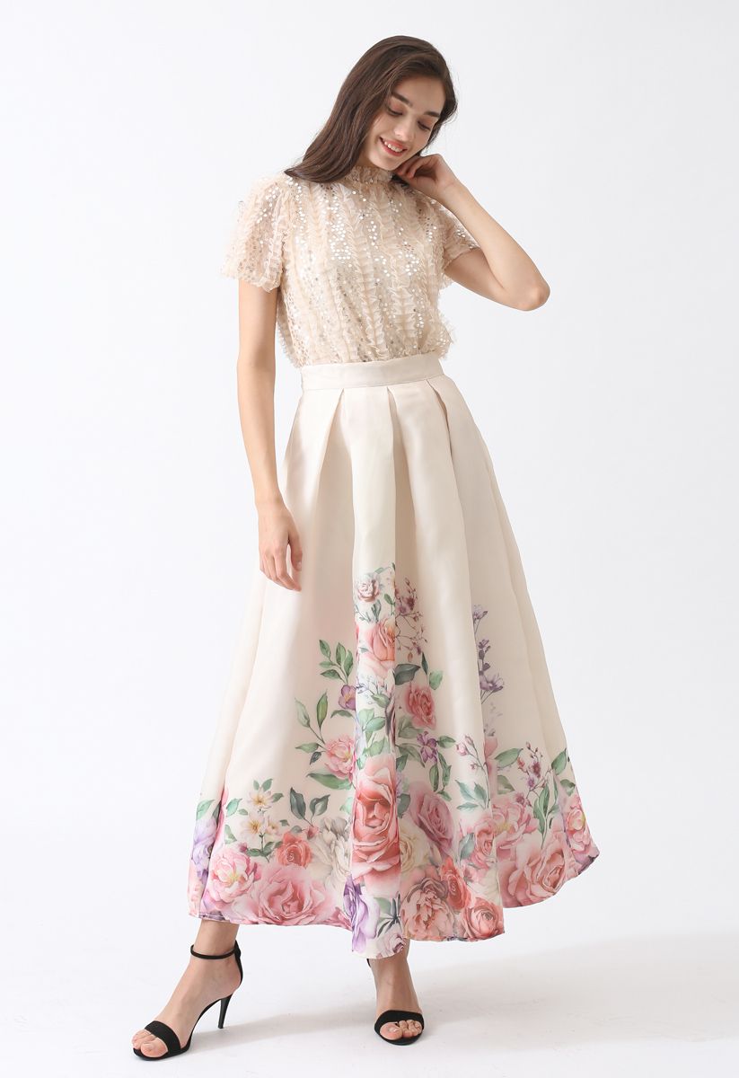 Easy Breezy Floral Organza Maxi Skirt