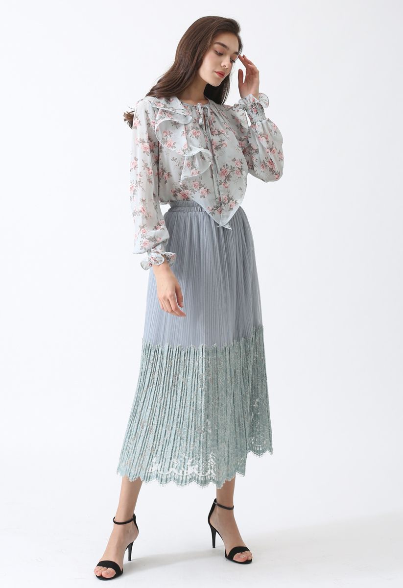 The Way of Love Lace Spliced Mesh Skirt