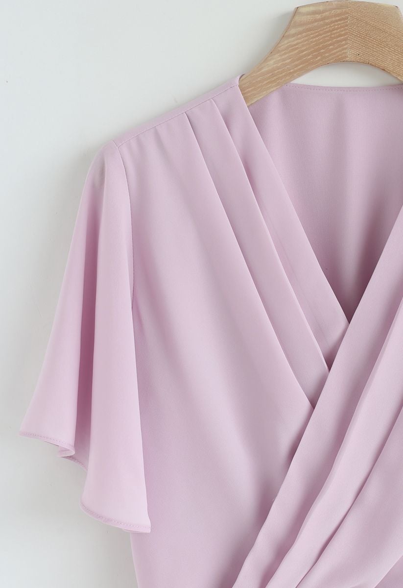 Stay Chic Cropped Cape Top in Pink