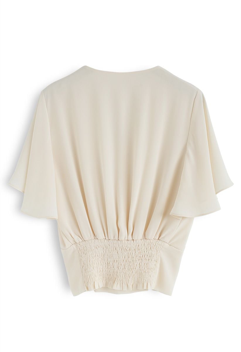 Stay Chic Cropped Cape Top in Cream