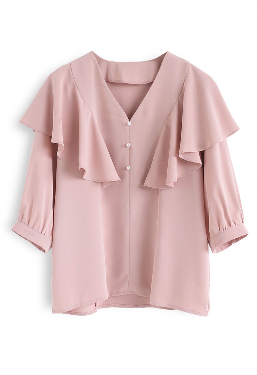 Let's Fall in Love Ruffle Top in Pink