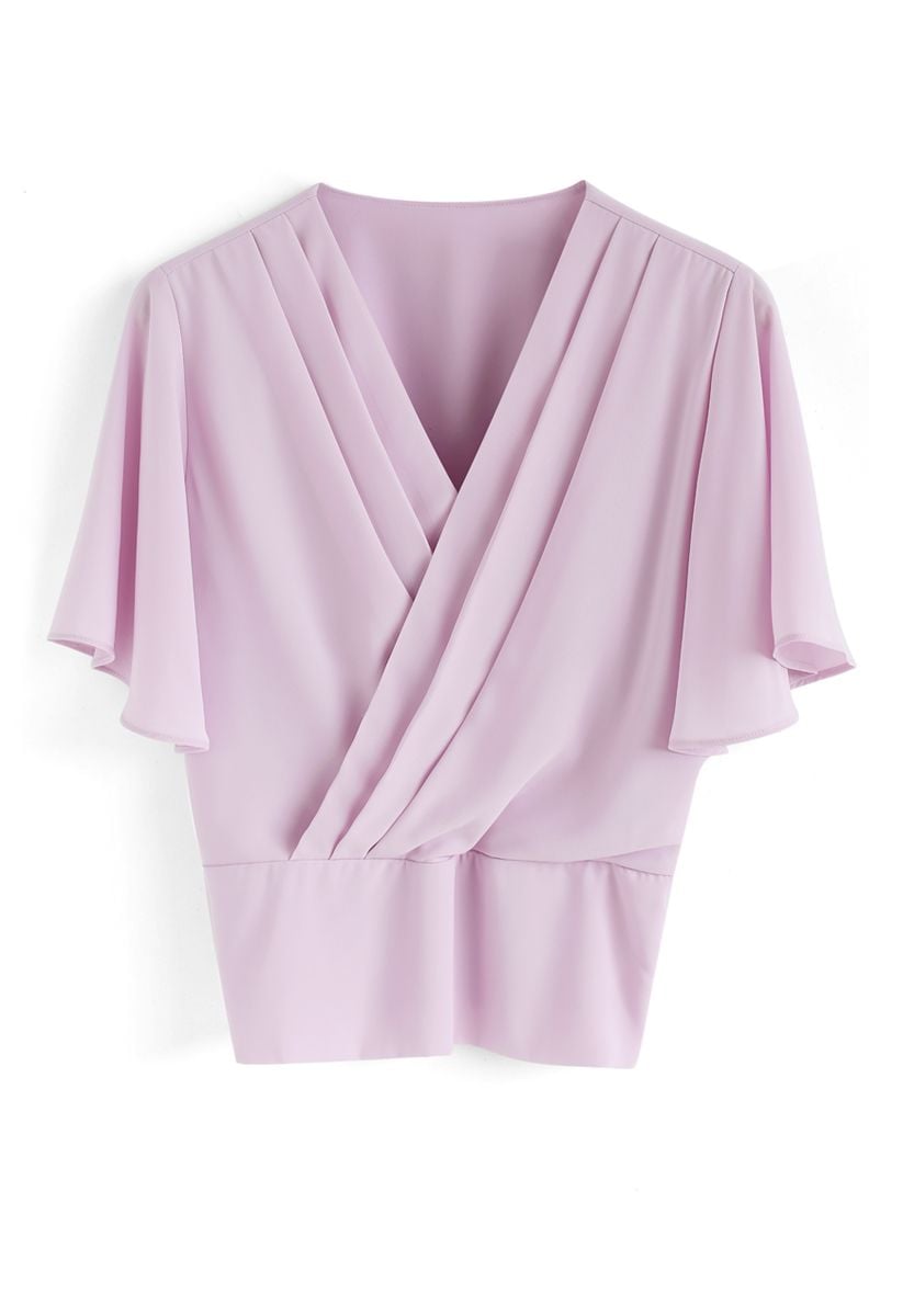 Stay Chic Cropped Cape Top in Pink