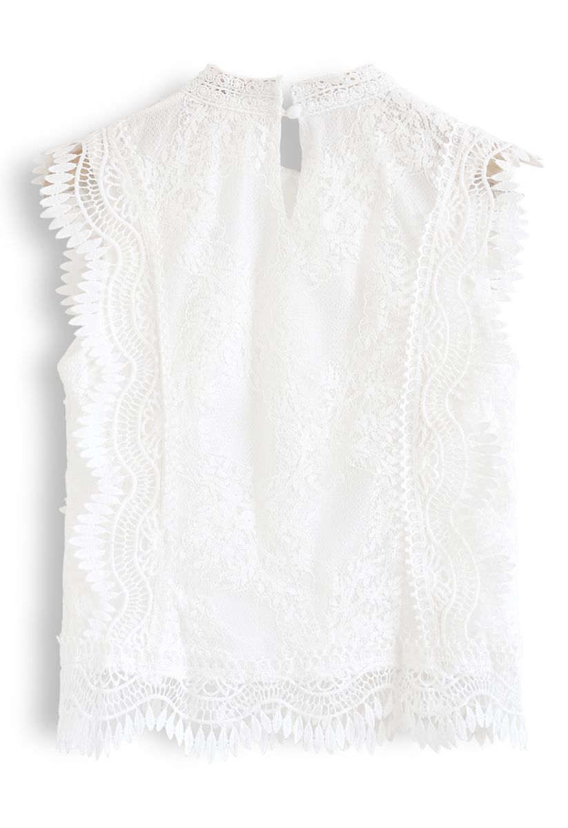 Lace is More Sleeveless Top in White
