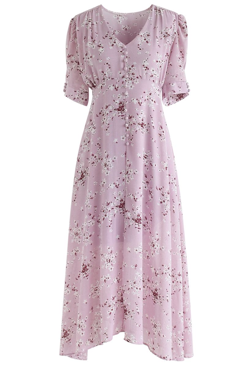 Amazing Grace Floret Chiffon Dress in Pink