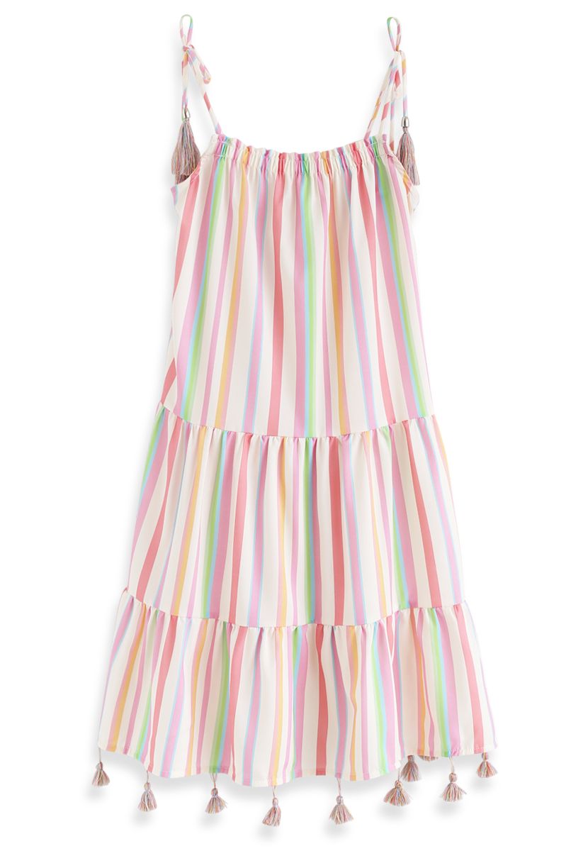 Rainbow Candies Stripes Maxi Dress For Kids