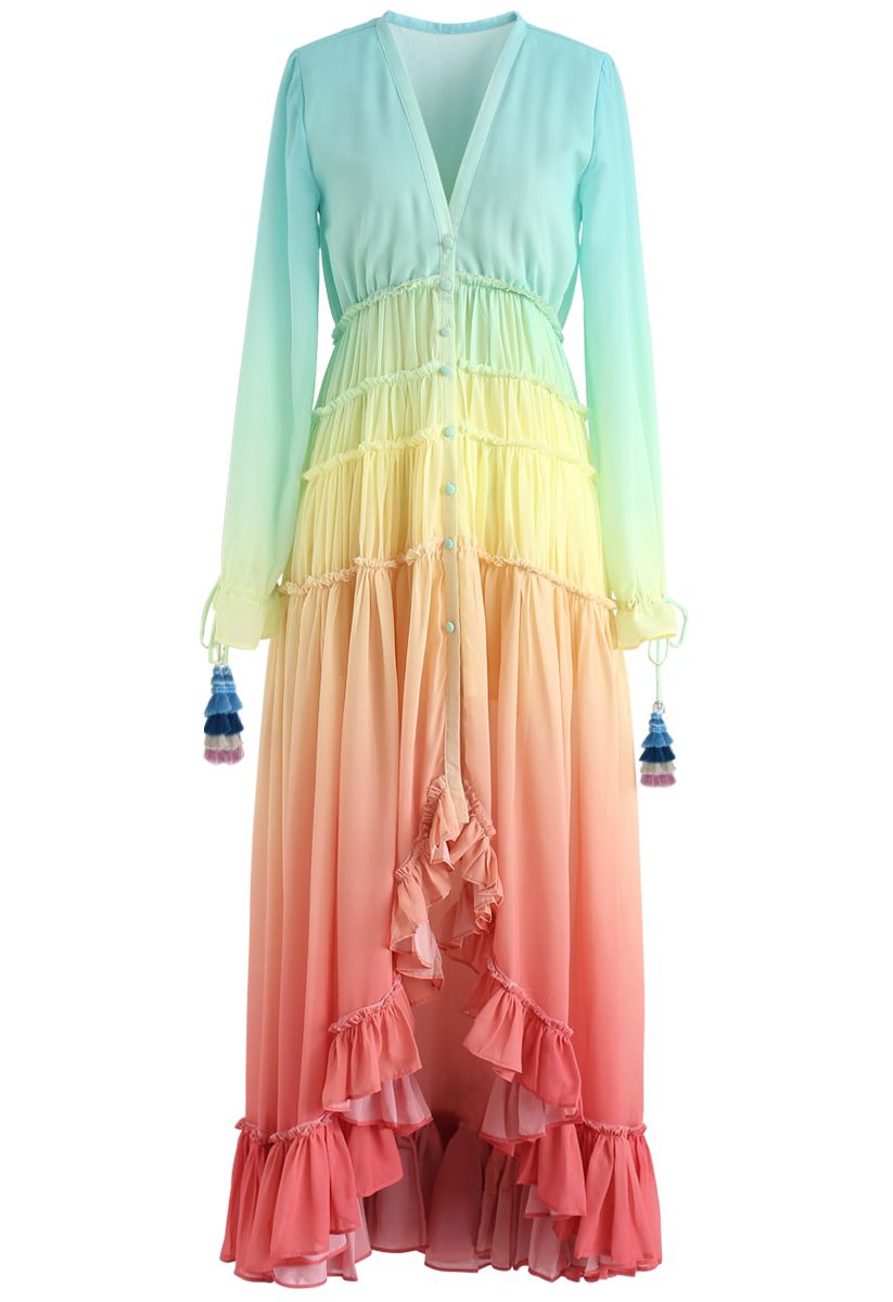 Vacay Paradise Gradient V-Neck Maxi Dress