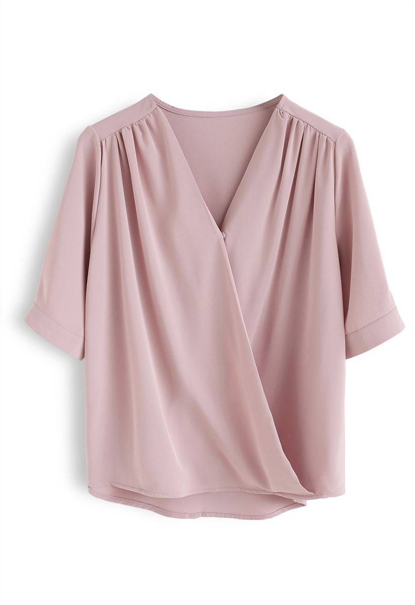 Forever Chic Wrap Top in Pink