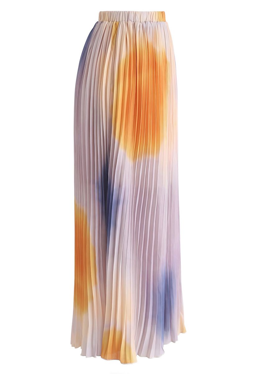 Pastel Refection Pleated Maxi Skirt