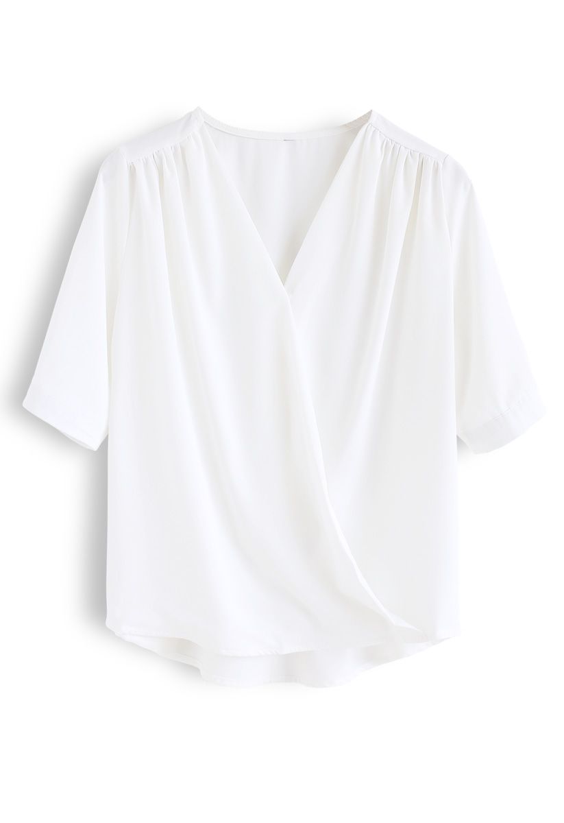 Forever Chic Wrap Top in White