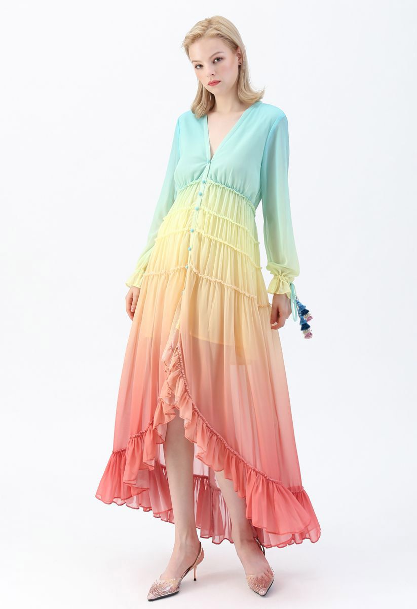 Vacay Paradise Gradient V-Neck Maxi Dress