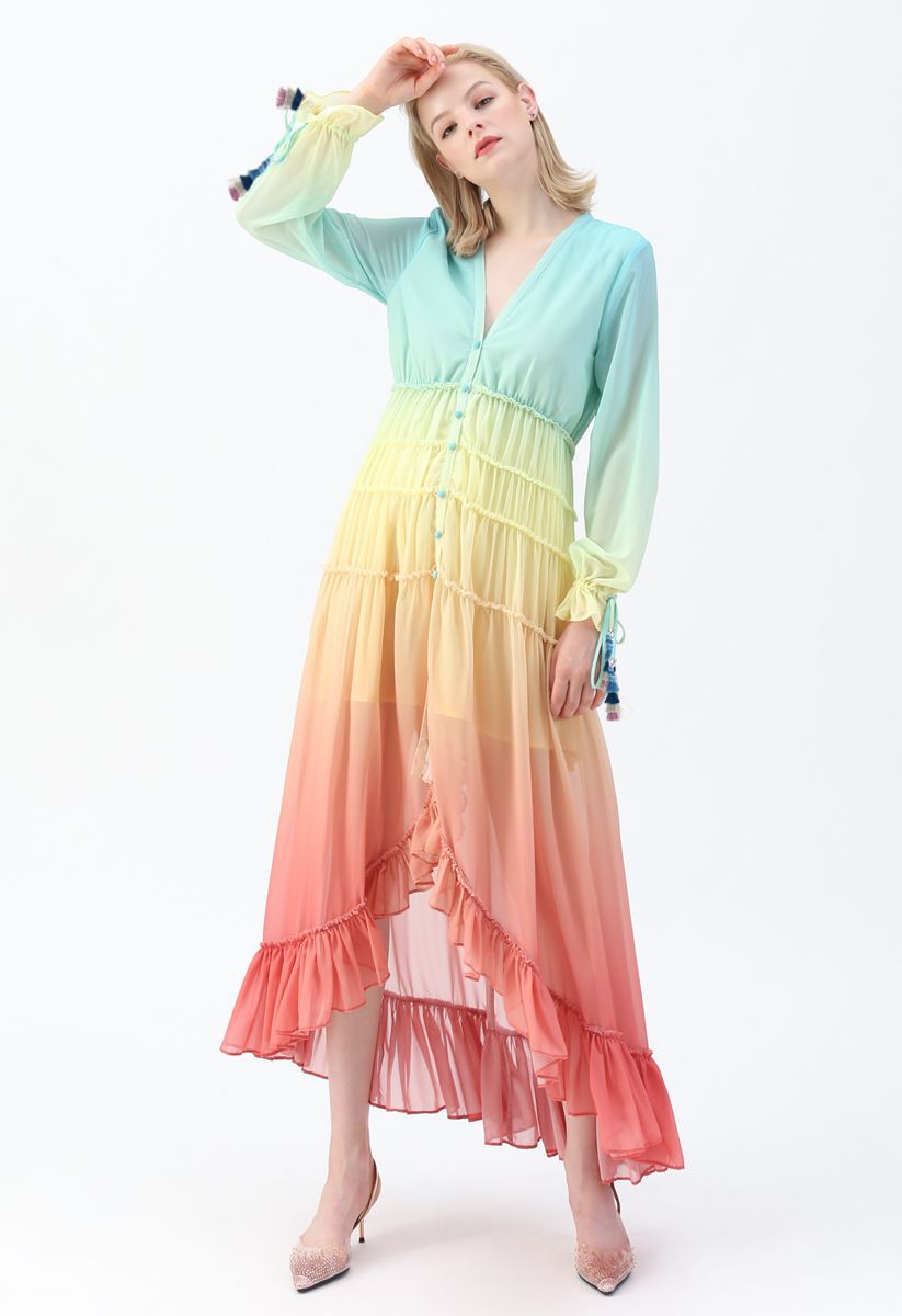 Vacay Paradise Gradient V-Neck Maxi Dress