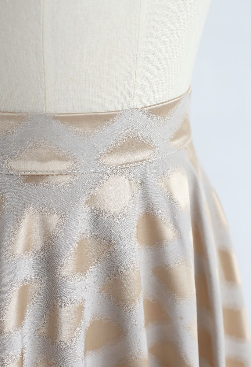Diamond Printed Midi Skirt in Gold