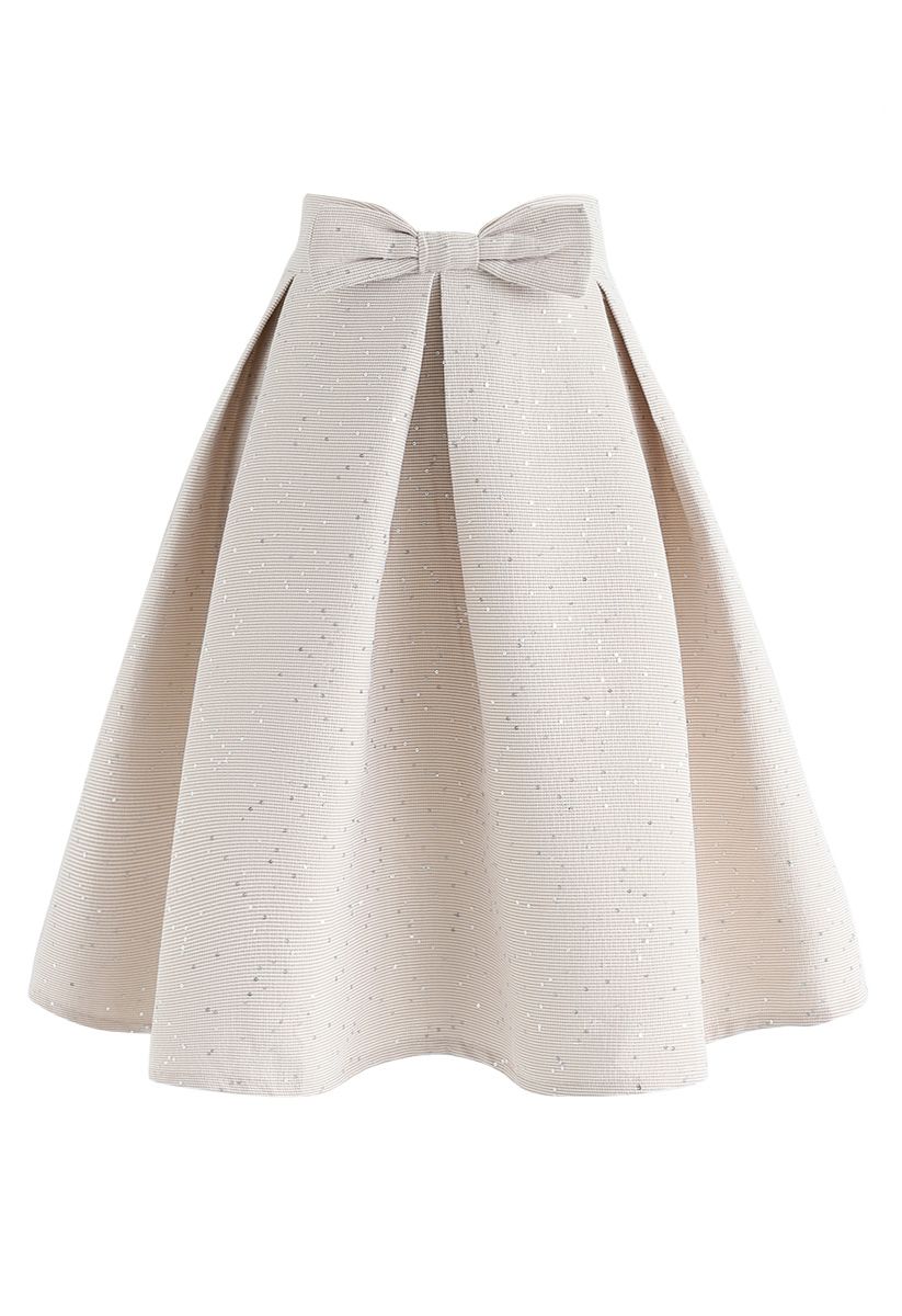 Sweet Your Heart Bowknot Sequins Pleated Skirt Retro Indie And Unique Fashion 8281