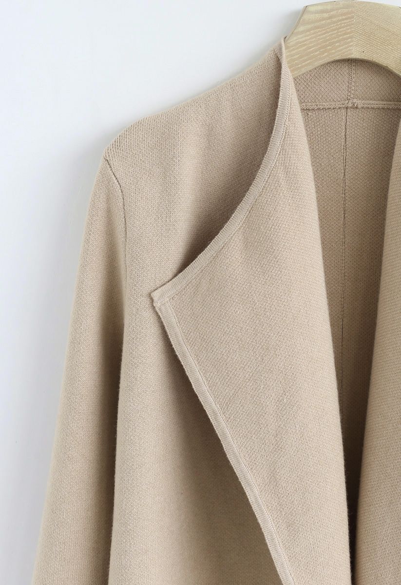 Classy Open Front Knit Coat in Light Tan - Retro, Indie and Unique Fashion