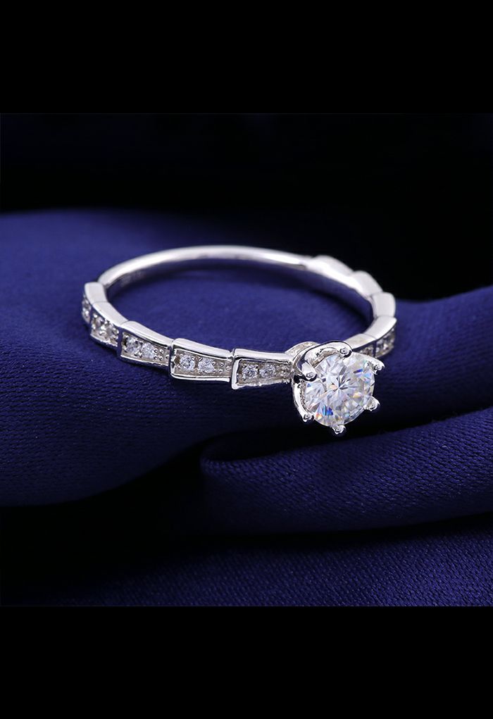 Segmented Moissanite Diamond Ring