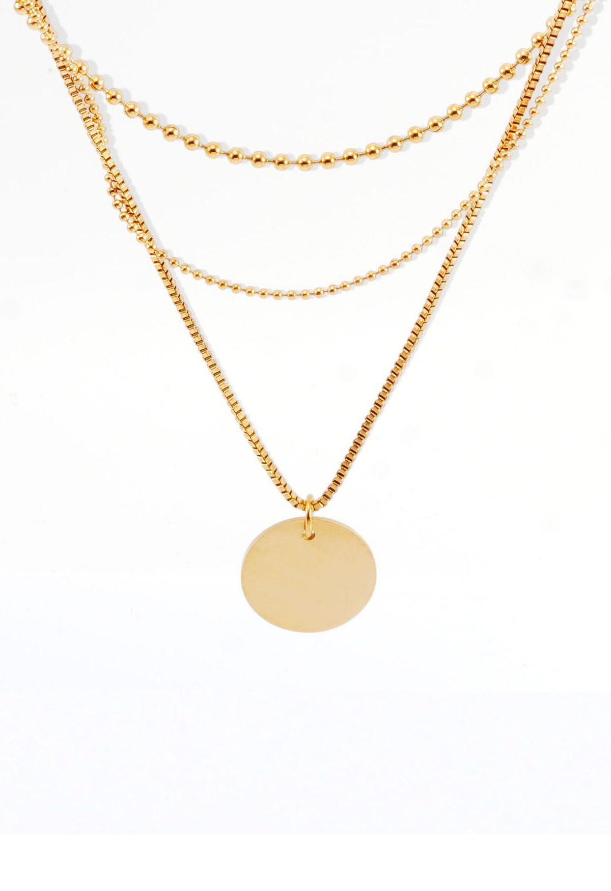 Triple-Layered Golden Coin Necklace