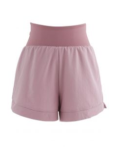 Crisscross Waist Sports Shorts in Dusty Pink