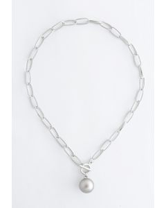Silver Ball Oval Chain Necklace