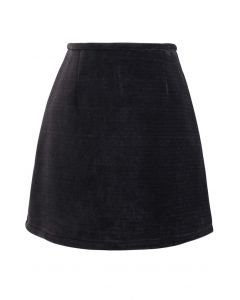 Corduroy Mini Bud Skirt in Black