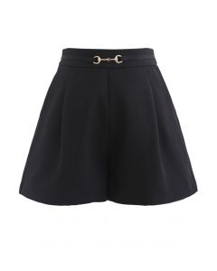 Horsebit Side Pockets Shorts in Black