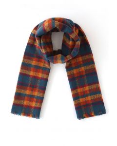 Soft Touch Colored Check Scarf in Orange