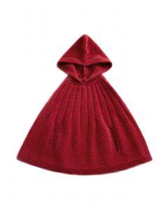 Fuzzy Little Red Hood Poncho For Kids