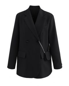 Pad Shoulder Blazer with Mini Bag in Black