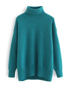 Neat Soft Knit Turtleneck Sweater in Peacock