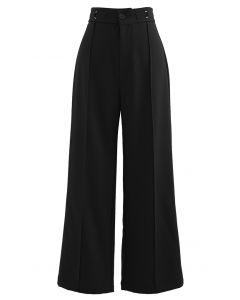 Seamed Front Straight Leg Pants in Black