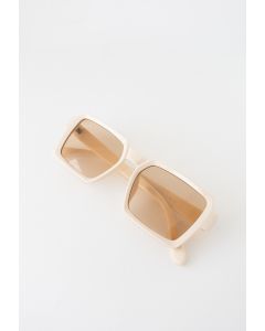 Full-Rim Square Frame Sunglasses in Nude Pink