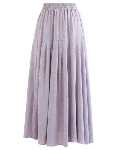 Ditsy Spot Print Pleated Maxi Skirt in Lilac