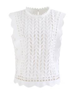 Extra Love Full Crochet Sleeveless Top in White
