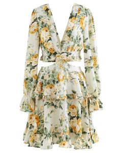 Charming Fragrance Floral Ruffle Dress