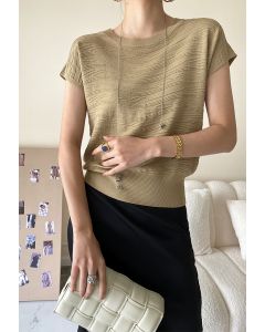 Short Sleeve Textured Knit Top in Tan