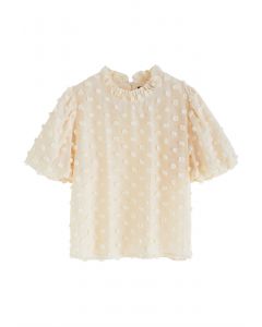 Cotton Candy Short Bubble Sleeve Dolly Top in Cream