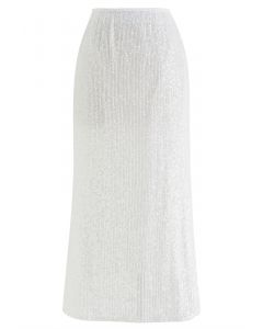 Dazzling Sequin Mermaid Skirt in White