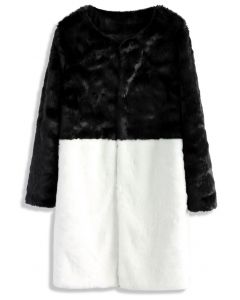Contrast Allure Faux Fur Coat in Black