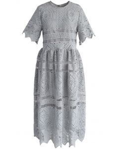 With Your Ingenuity Crochet Dress in Grey