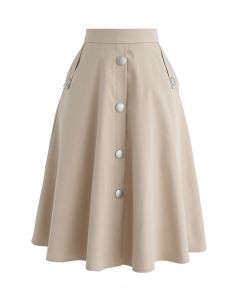 I'll be Me Buttons A-Line Skirt in Sand